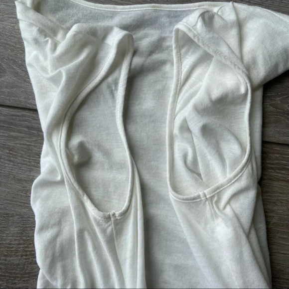 Theory Ivory White Diona Faux Wrap Short  Sleeve Cotton Blend Top - Picture 11 of 13